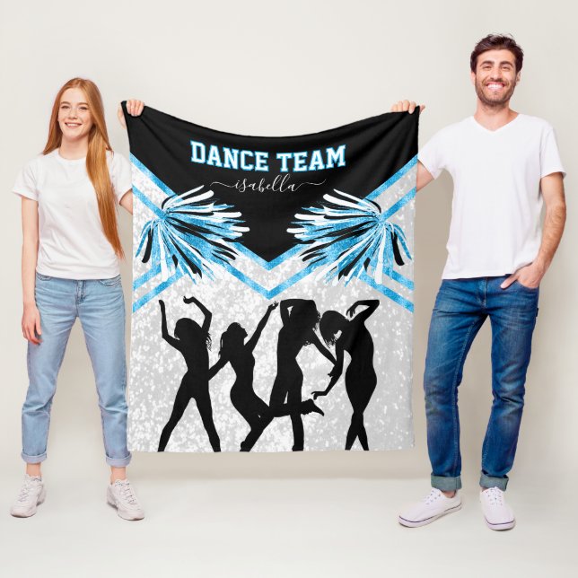 Roligt Dance Team Black, White och Baby blue Fleecefilt (På plats)