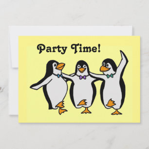 Roligt Dancing Penguins Party Time! Inbjudningar