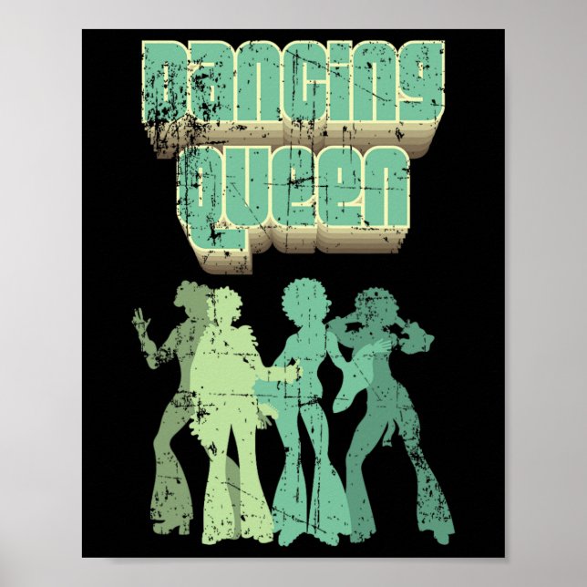 Roligt Dancing Queen Disco Party Retro Distress De Poster (Framsidan)