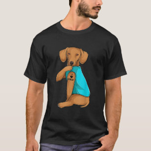 Roligt Daschund I Kärlek Pappa Tattoo Apparel Hund T Shirt