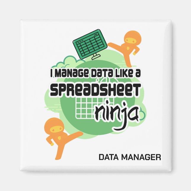 Roligt Data Manager SPREADSHEET NINJA Magnet (Framsidan)
