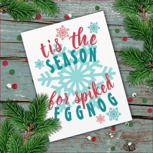 Roligt December Winter Season Eggnog Quote Ord Art Vykort