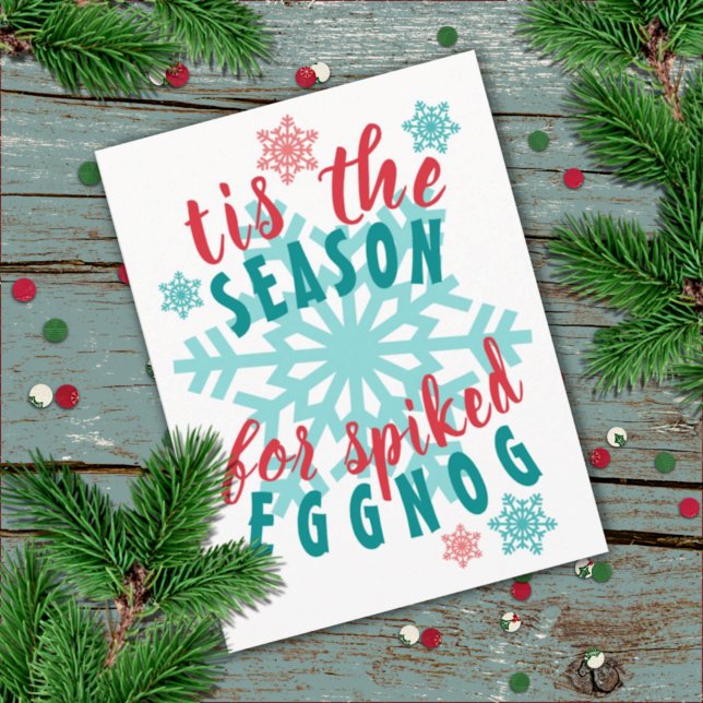 Roligt December Winter Season Eggnog Quote Ord Art Vykort (Skapare uppladdad)