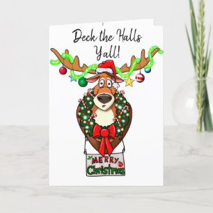 Roligt Deck the Halls Y'all Julkort för Familjen Kort