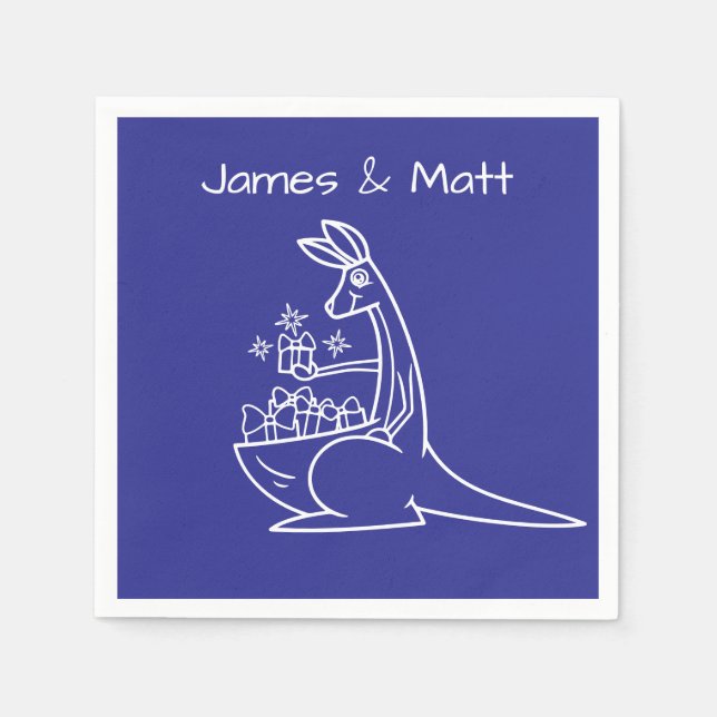 Roligt Deep Blue Kangaroo Födelsedagsfest Pappersservett (Framsidan)