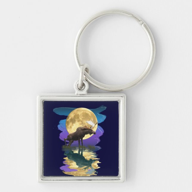 Roligt Design för Kid i alla oss! Fyrkantig Silverfärgad Nyckelring (Framsidan)