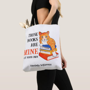 Roligt DESSA BOKAR ÄR MITT Katt Tygkasse