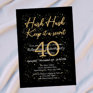 Roligt Det Är En Hemlig Svart Guld 40-årsdag Inbjudningar