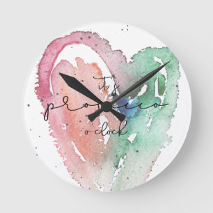 Roligt Det är Prosecco O'Clock Watercolor Rund Klocka