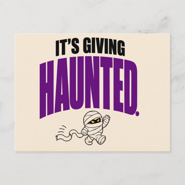 Roligt Det Ger Spöklik Retro Mummy Halloween  Vykort (Framsida)