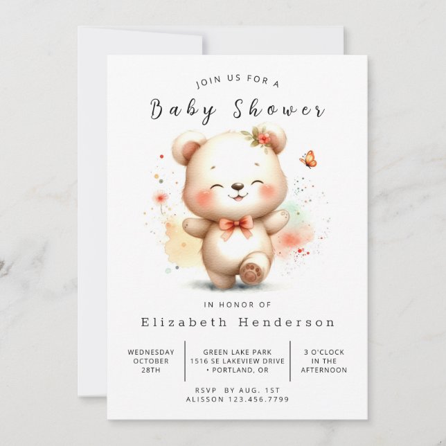 Roligt Digital Bear Baby Shower Inbjudningar (Framsida)