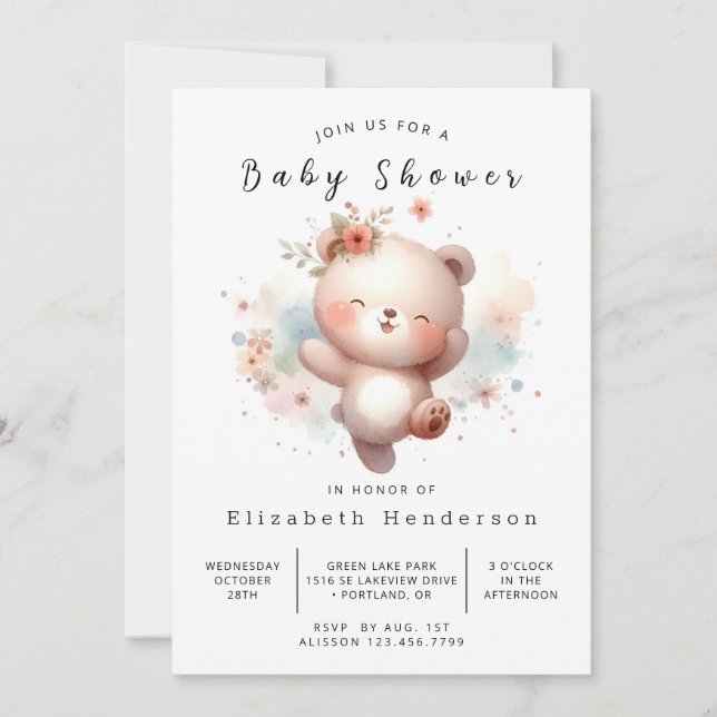 Roligt Digital Bear Baby Shower Inbjudningar (Framsida)
