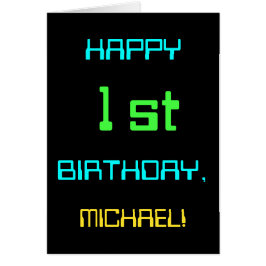 Roligt Digital Computing - tema 1:a födelsedag Hälsningskort