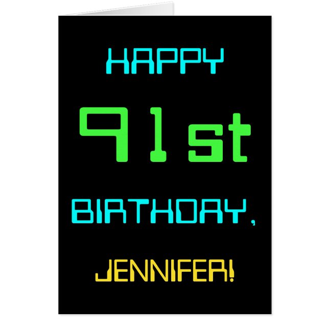 Roligt Digital Computing - tema 91:a födelsedagen Hälsningskort (Framsidan)