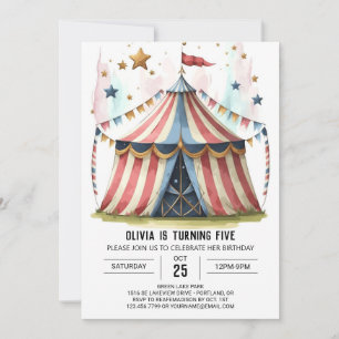 Roligt Digital Stollig Circus Birthday Inbjudningar