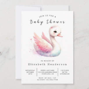 Roligt Digital Svan Baby Shower Inbjudningar