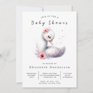 Roligt Digital Svan Baby Shower Inbjudningar