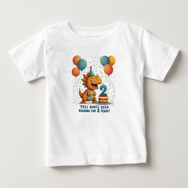 Roligt Dinosaur - Andra födelsedagen T Shirt (Framsida)