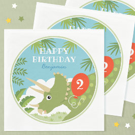 Roligt Dinosaur Triceratops anpassade namnålder Pappersservett