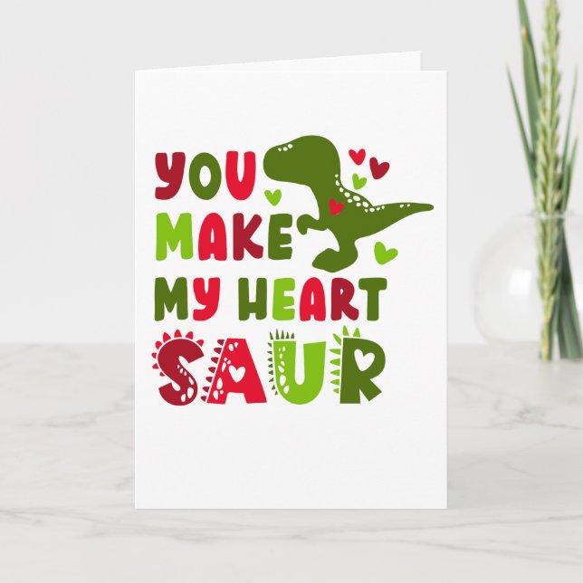 Roligt dinosaurie Alla hjärtans dag-kort Kort (Framsida)