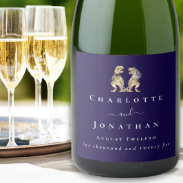 Roligt dinosauriebröllop Marinblå & Vit Anpassad