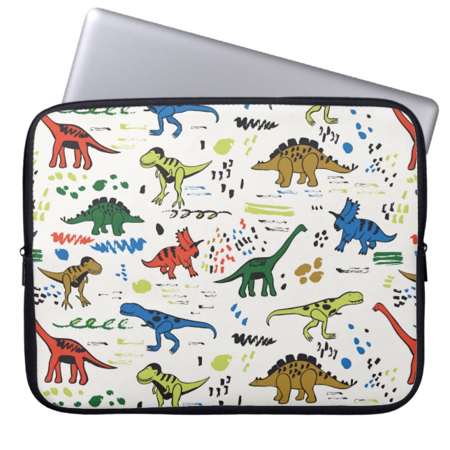 roligt dinosaurier-grafik färg mönster laptop fodral (Framsidan)