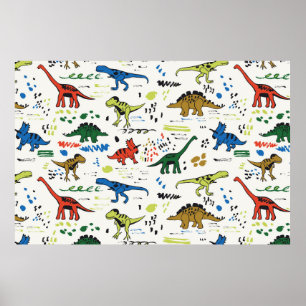 roligt dinosaurier-grafik färg mönster poster