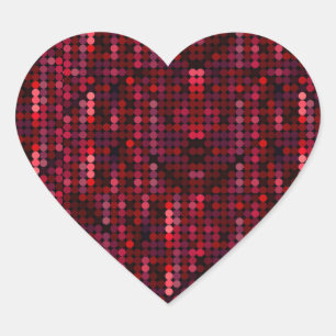 Roligt Disco Red Sequin Heart Hjärtformat Klistermärke