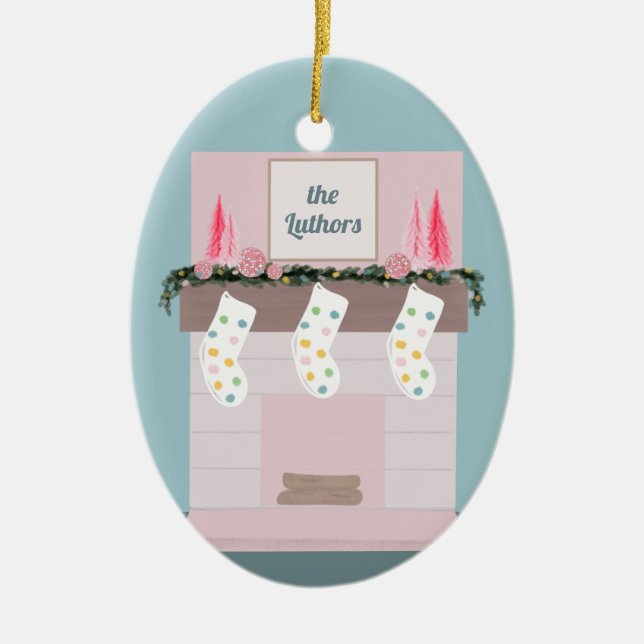 Roligt Disco Rosa Anpassningsbar jul Julgransprydnad Keramik (Framsidan)