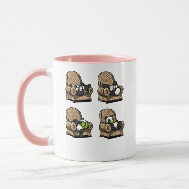 Roligt djur för läsning för Pandabjörnbok Mugg (Vänster)