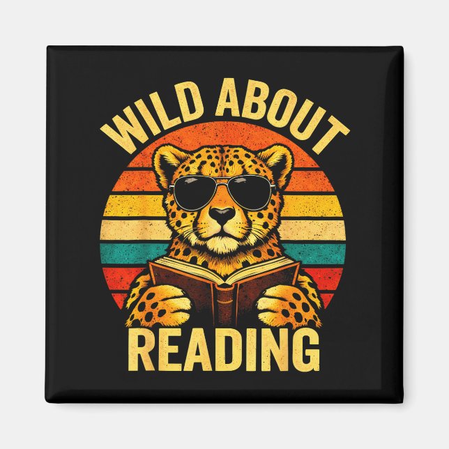 Roligt djur meme vild om att läsa gepard bok magnet (Framsidan)