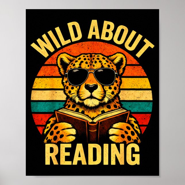 Roligt djur meme vild om att läsa gepard bok poster (Framsidan)
