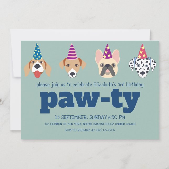 Roligt Doggo Fantastisk Birthday Bash! barns födel Inbjudningar (Framsida)
