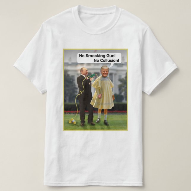 Roligt Donald Trump Putin Smocking vapenskämt T Shirt (Design framsida)