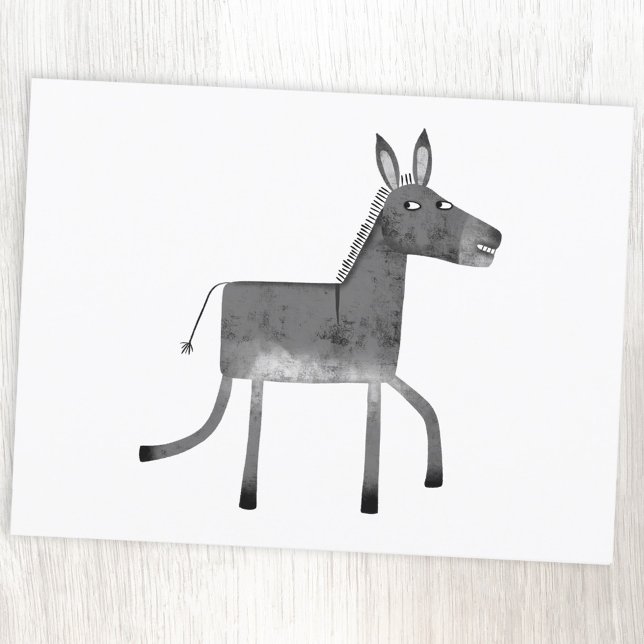 Roligt Donkey Vykort (Fun donkey postcard for animal lovers)