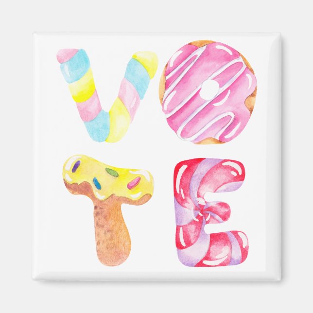Roligt Donuts and Candy Go Vote Magnet (Framsidan)