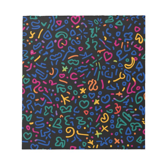 Roligt doodle-färgstarka vibrationsformer anteckningsblock (Framsida)