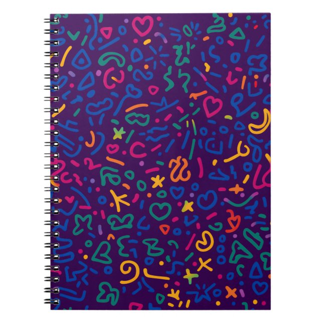 Roligt doodle-färgstarka vibrationsformer anteckningsbok (Framsidan)