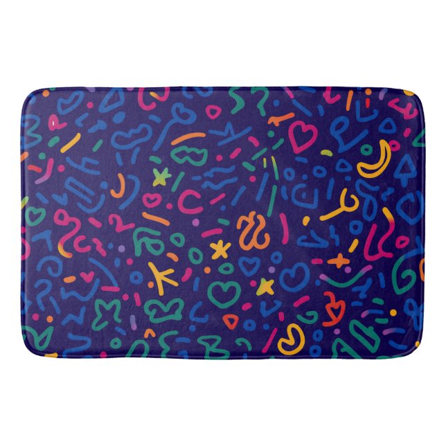Roligt doodle-färgstarka vibrationsformer badrumsmatta (Framsidan)