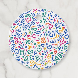 Roligt doodle-färgstarka vibrationsformer gåvor etiketter