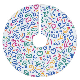 Roligt doodle-färgstarka vibrationsformer julgransmatta borstad polyester