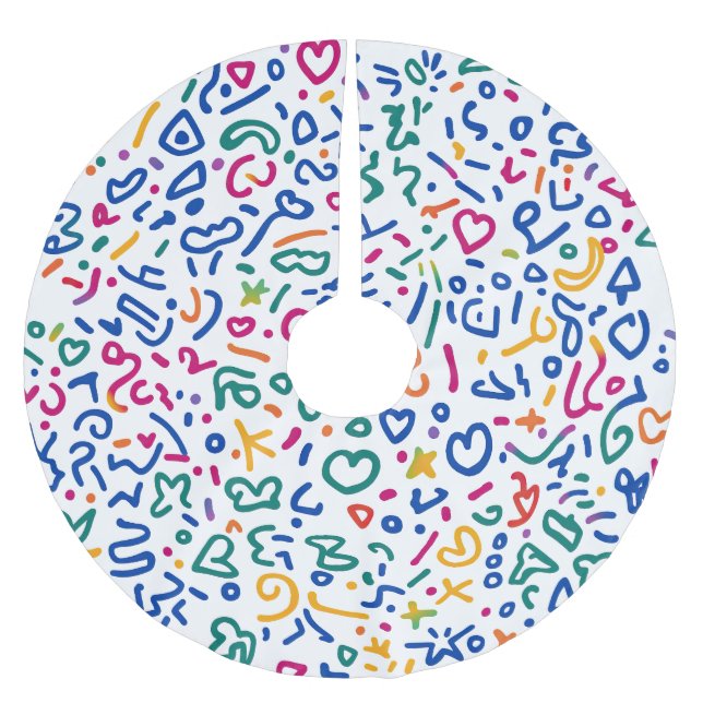 Roligt doodle-färgstarka vibrationsformer julgransmatta borstad polyester (Framsidan)