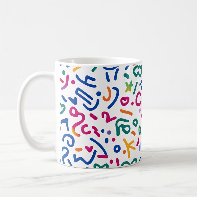 Roligt doodle-färgstarka vibrationsformer kaffemugg (Vänster)