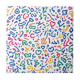 Roligt doodle-färgstarka vibrationsformer kakelplatta