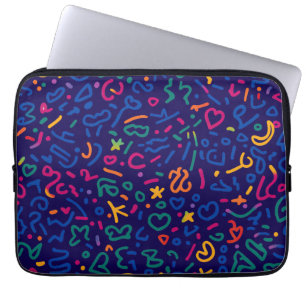 Roligt doodle-färgstarka vibrationsformer laptop fodral