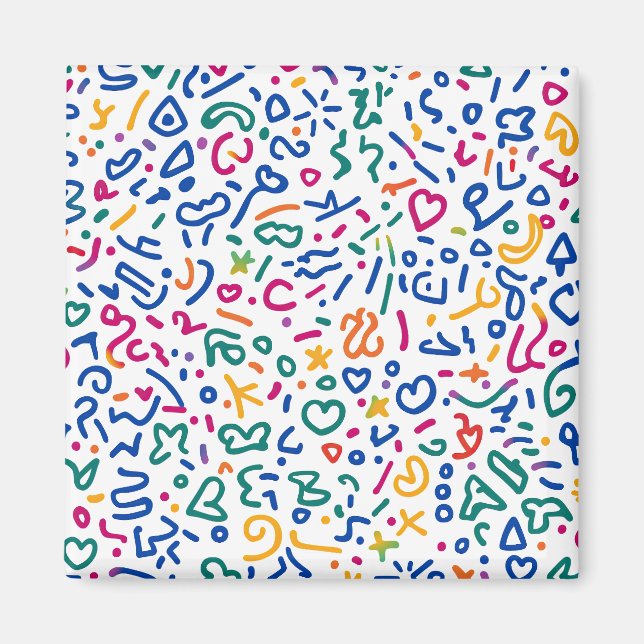 Roligt doodle-färgstarka vibrationsformer magnet (Framsidan)