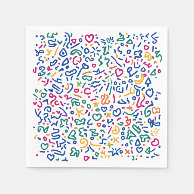 Roligt doodle-färgstarka vibrationsformer pappersservett (Framsidan)