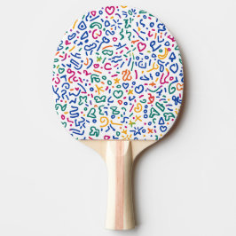 Roligt doodle-färgstarka vibrationsformer pingisracket