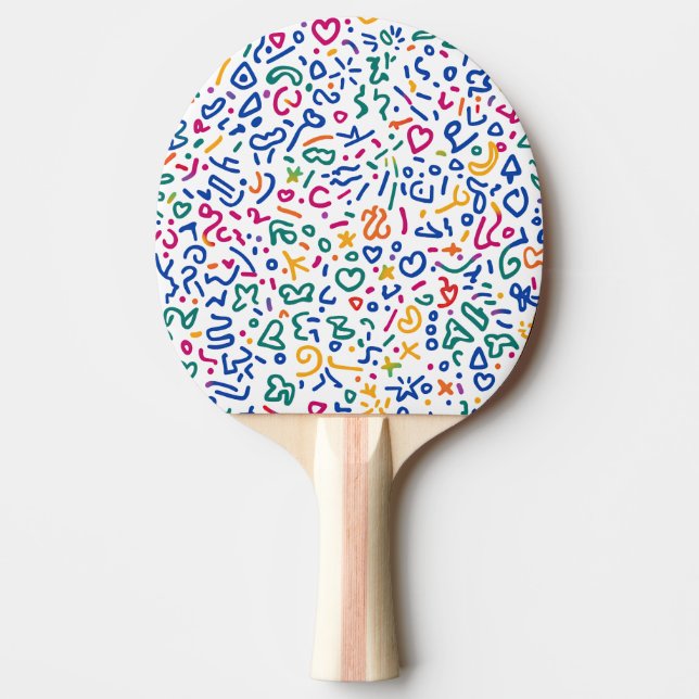 Roligt doodle-färgstarka vibrationsformer pingisracket (Framsidan)