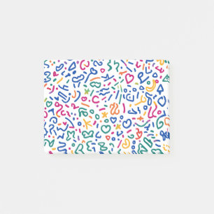 Roligt doodle-färgstarka vibrationsformer post-it block